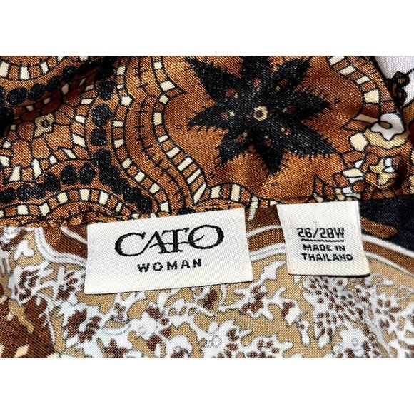 Cato Vintage Button Down Brown Paisley Design Shirt Women Size 26 - Picture 6 of 8